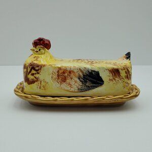 Rossini Hen on Nest Butter Dish Chicken on Basket Covered Butter Holder